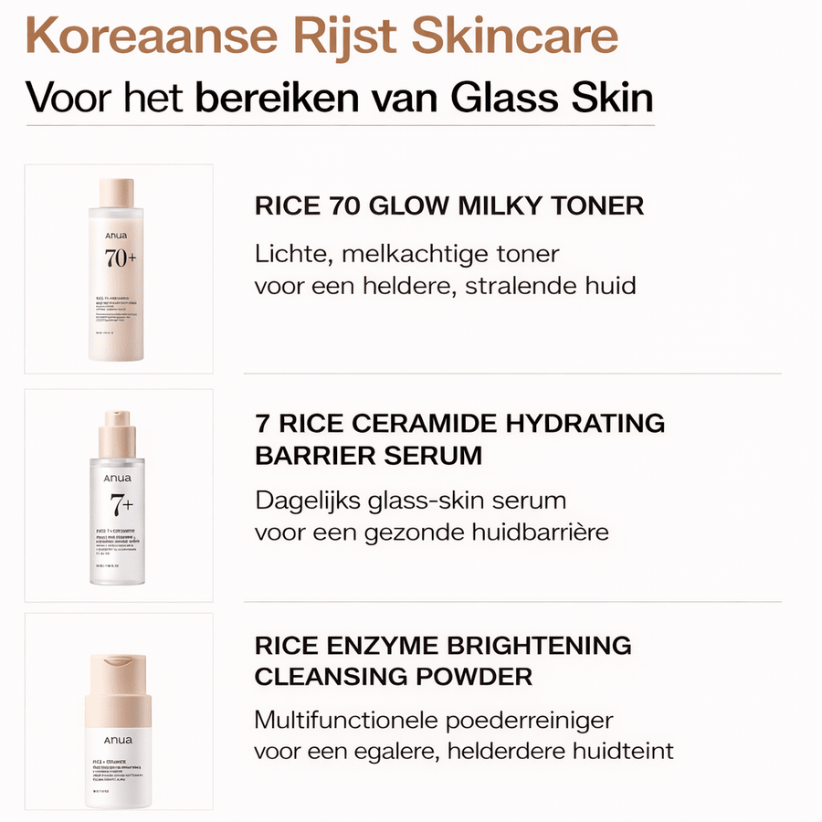 Anua Rice Trio Set : Rice Cleansing Powder & Milky Toner & Hydrating Serum - Glow House